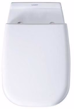 Abattant de toilette blanc D-Code sans mécanisme de fermeture amortie, charnières en acier inoxydable, 430 x 360 x 40 mm, DURAVIT