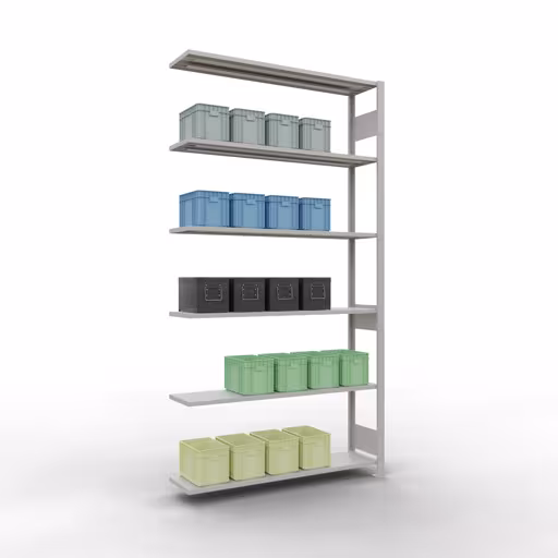 Anbauregal, Fachbodenregal Stecksystem MULTIplus150, 2500 x 1300 x 300 mm (HxBxT), 6 Fachböden, Längenriegel, RAL 7035 lichtgrau aus der Kategorie Anbauregal mit der GTIN 4004514292674 Anbauregal, Fachbodenregal Stecksystem MULTIplus150, 2500 x 1300 x 300 mm (HxBxT), 6 Fachböden, Längenriegel, RAL 7035 lichtgrau von der Marke Schulte Lagertechnik aus der Produktreihe Stecksystem