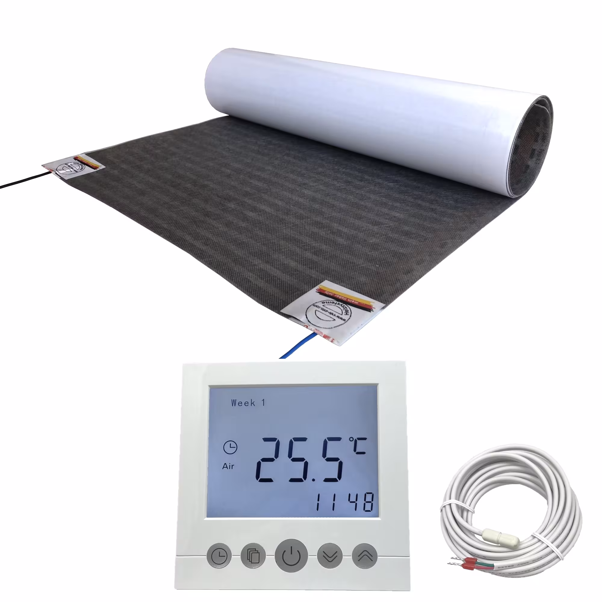 Chauffage au sol électrique Lux | Kit avec feuille chauffante et contrôleur numérique longueur et surface 3,5 m / 1,75 m² de HoWaTech Chauffage au sol électrique HoWaTech Lux | Kit avec feuille chauffante et régulateur numérique, chauffage au sol électrique, réf. 2042.175-520
