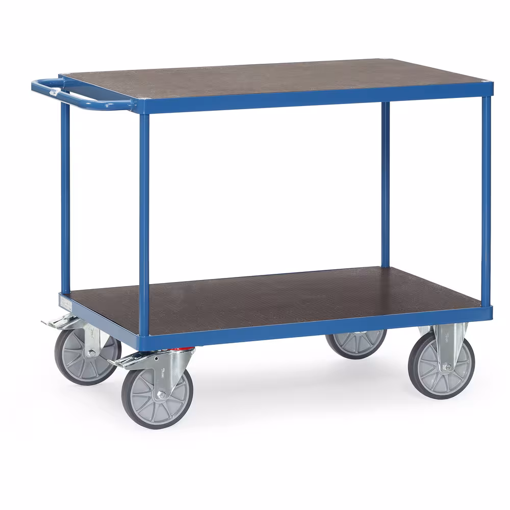 Tischwagen - wasserfeste Plattformen pulverbeschichtet blau RAL 5007, Dauerhaft oberflächengeschützt, schlag- und kratzfest aus der Kategorie Tischwagen