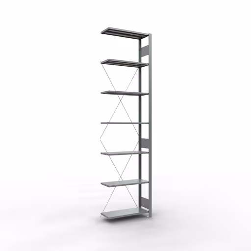 Anbauregal, Fachbodenregal Stecksystem MULTIplus150, 3000 x 750 x 300 mm (HxBxT), 7 Fachböden, Kreuzstrebe, verzinkt von der Marke Schulte Lagertechnik Anbauregal, Fachbodenregal Stecksystem MULTIplus150, 3000 x 750 x 300 mm (HxBxT), 7 Fachböden, Kreuzstrebe, verzinkt aus der Kategorie Anbauregal mit der Artikelnummer 12737-75