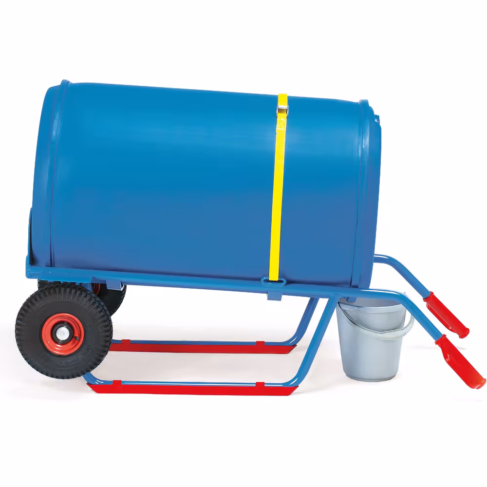 Fasskarre für Kunststofffässer für den Transport von Kunststoff-Fässern mit 120-220 Liter Inhalt Ausführung Bereifung: Vollgummi mit der GTIN 4017976020808 Fasskarre 2080 Bereifung Vollgummi von Fetra mit der Artikelnr. 2080