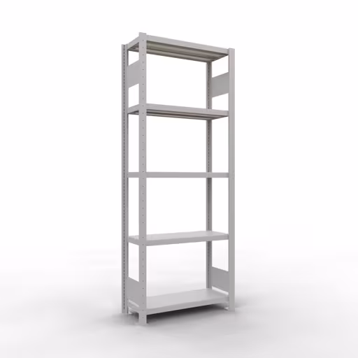 Grundregal, Fachbodenregal Stecksystem MULTIplus250, 2000 x 750 x 300 mm (HxBxT), 5 Fachböden, Längenriegel, RAL 7035 lichtgrau von der Marke Schulte Lagertechnik Grundregal, Fachbodenregal Stecksystem MULTIplus250, 2000 x 750 x 300 mm (HxBxT), 5 Fachböden, Längenriegel, RAL 7035 lichtgrau aus der Kategorie Grundregal mit der Artikelnummer 32830-75-LR