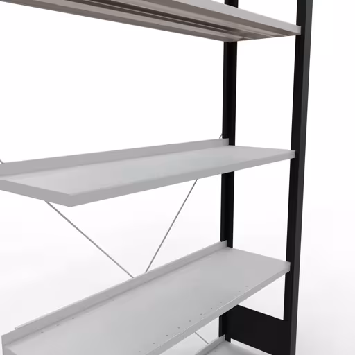 Abbildung Nr 9 des Artikels Anbauregal, Büro-Fachbodenregal Stecksystem MULTIplus85, 1800 x 1000 x 300 mm (HxBxT), 5 Fachböden, Kreuzstrebe, mit Anschlagleiste, schwarz/lichtgrau aus der Produktgruppe Büroregale von der Marke Schulte Lagertechnik