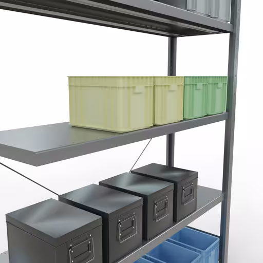 Produktbild Nr 12 des Artikels Stecksystem Anbauregal 2000x1300x400 mm, Typ 250 kg, verzinkt Abbildung Nr 12 des Artikels Stecksystem Anbauregal 2000x1300x400 mm, Typ 250 kg, verzinkt aus der Produktgruppe Stecksystem von der Marke Schulte Lagertechnik