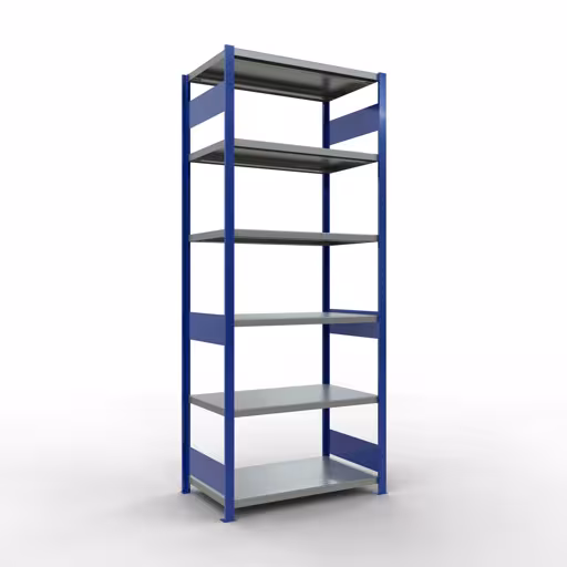 Grundregal, Fachbodenregal Stecksystem MULTIplus330, 2500 x 1000 x 600 mm (HxBxT), 6 Fachböden, Längenriegel, RAL 5010 enzianblau/verzinkt von der Marke Schulte Lagertechnik Grundregal, Fachbodenregal Stecksystem MULTIplus330, 2500 x 1000 x 600 mm (HxBxT), 6 Fachböden, Längenriegel, RAL 5010 enzianblau/verzinkt aus der Kategorie Grundregal mit der Artikelnummer 13961-LR-B