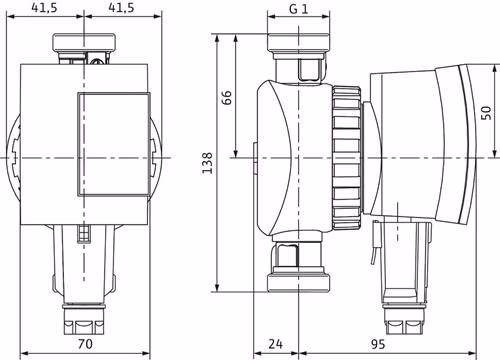 Technische Zeichnung 4053705 Nassläufer-Hocheffizienzpumpe Star-Z NOVA, G1-PN10,1x230V,5W WILO
