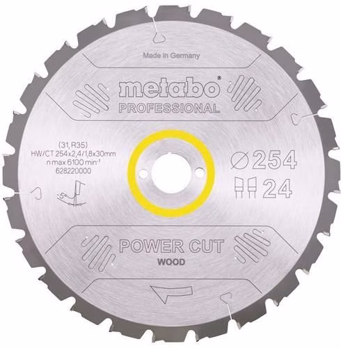 Primary Image 4070969 Kreissägeblatt power cut wood professional Durchmesser 254xB2,4xBohrung30 mm 24 Zähne WZ 5 Grad negativ