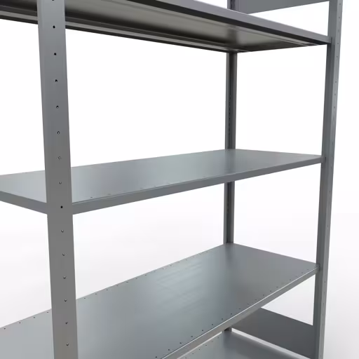 Grundregal, Fachbodenregal Stecksystem MULTIplus150, 2000 x 1300 x 500 mm (HxBxT), 5 Fachböden, Längenriegel, verzinkt mit der GTIN 4004514280312 Grundregal, Fachbodenregal Stecksystem MULTIplus150, 2000 x 1300 x 500 mm (HxBxT), 5 Fachböden, Längenriegel, verzinkt von Schulte Lagertechnik mit der Artikelnr. 12750-130-LR
