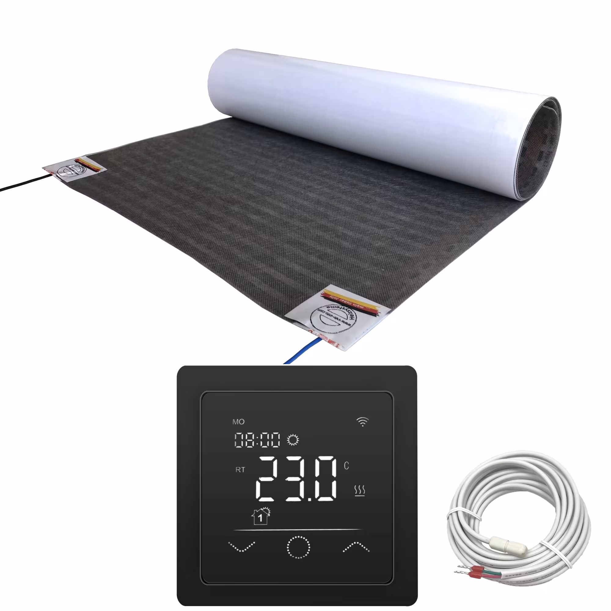 HoWaTech Lux Elektrische Fußbodenheizung | Set mit Heizfolie und WiFi Regler Touch schwarz Folienlänge & Fläche 5.5m / 2.75m² von der Marke HoWaTech HoWaTech Lux Elektrische Fußbodenheizung | Set mit Heizfolie und WiFi Regler Touch schwarz Typ Folienlänge & Fläche: 5.5m / 2.75m² aus der Kategorie Elektrische Fußbodenheizung mit der Artikelnr. 24243275