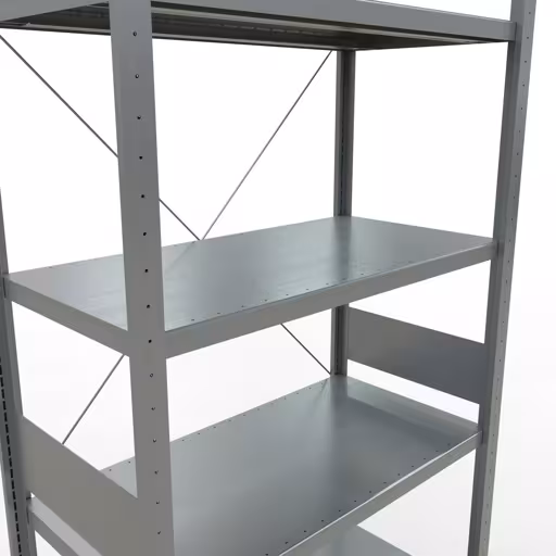 Abbildung Nr 9 des Artikels Grundregal, Fachbodenregal Stecksystem MULTIplus330, 3000 x 1000 x 500 mm (HxBxT), 7 Fachböden, Kreuzstrebe, verzinkt aus der Produktgruppe Stecksystem von der Marke Schulte Lagertechnik