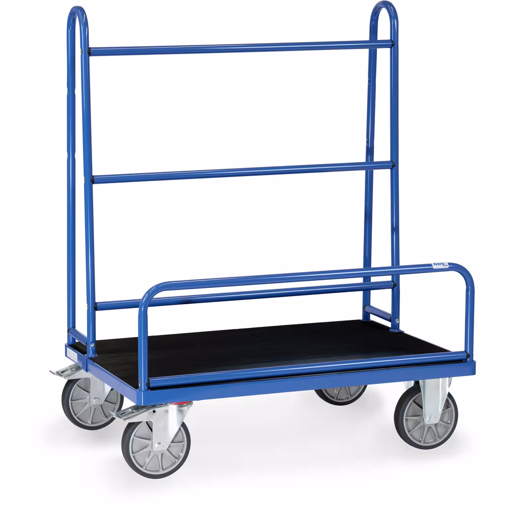 Plattenwagen 4432 - Ladefläche mit Riefengummi Länge 1070 mm, Breite 435 mm von der Marke Fetra Plattenwagen - Ladefläche mit Riefengummi pulverbeschichtet blau RAL 5007, Plattform Holzwerkstoffplatten mit aufgeklebtem Feinriefengummi Typ Ladeflächenlänge: 1070 mm aus der Kategorie Plattentransport mit der Artikelnr. 4432