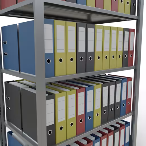 Abbildung Nr 10 des Artikels Grundregal, Büro-Fachbodenregal Stecksystem MULTIplus150, 1800 x 1000 x 600 mm (HxBxT), 5 Fachböden, Längenriegel, verzinkt, ohne Mittelanschlag aus der Produktgruppe Büroregale von der Marke Schulte Lagertechnik