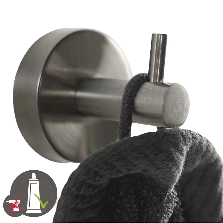 Ohne Text 2179476 AXIAL Handtuchhaken 1-fach Edelstahl - zum KLEBEN oder BOHREN