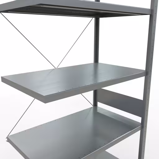 Produktbild Nr 15 des Artikels Anbauregal, Fachbodenregal Stecksystem MULTIplus330, 3000 x 1000 x 600 mm (HxBxT), 7 Fachböden, Kreuzstrebe, verzinkt Abbildung Nr 15 des Artikels Anbauregal, Fachbodenregal Stecksystem MULTIplus330, 3000 x 1000 x 600 mm (HxBxT), 7 Fachböden, Kreuzstrebe, verzinkt aus der Produktgruppe Stecksystem von der Marke Schulte Lagertechnik