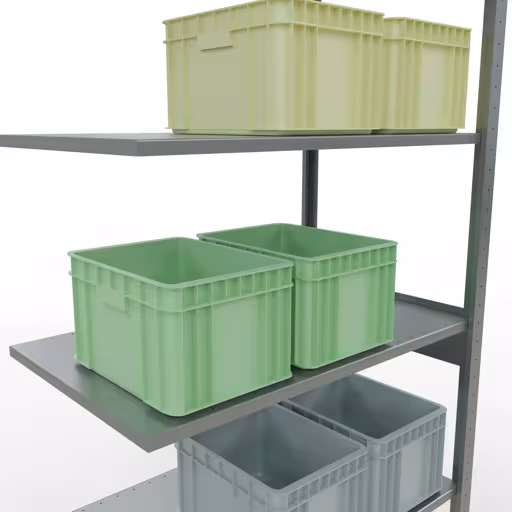 Produktbild Nr 15 des Artikels Anbauregal, Fachbodenregal Stecksystem MULTIplus85, 2500 x 1000 x 600 mm (HxBxT), 6 Fachböden, Längenriegel, verzinkt Abbildung Nr 15 des Artikels Anbauregal, Fachbodenregal Stecksystem MULTIplus85, 2500 x 1000 x 600 mm (HxBxT), 6 Fachböden, Längenriegel, verzinkt aus der Produktgruppe Stecksystem von der Marke Schulte Lagertechnik