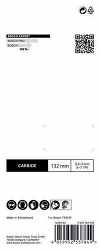 Stichsägeblatt Expert Multi Material T 367 XHM Gesamtlänge 132 mm 3 Stück / Karte BOSCH