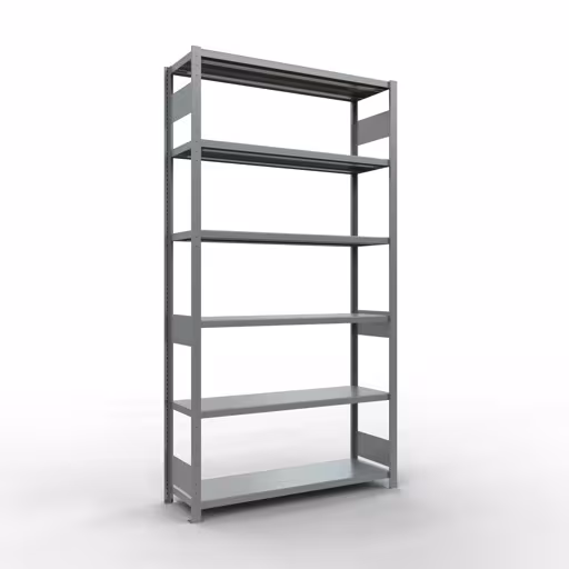 Grundregal, Fachbodenregal Stecksystem MULTIplus250, 2500 x 1300 x 400 mm (HxBxT), 6 Fachböden, Längenriegel, verzinkt aus der Kategorie Grundregal mit der Artikelnummer 12941-130-LR
