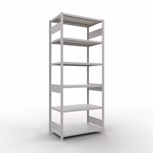 Grundregal, Fachbodenregal Stecksystem MULTIplus330, 2500 x 1000 x 600 mm (HxBxT), 6 Fachböden, Längenriegel, RAL 7035 lichtgrau von der Marke Schulte Lagertechnik Grundregal, Fachbodenregal Stecksystem MULTIplus330, 2500 x 1000 x 600 mm (HxBxT), 6 Fachböden, Längenriegel, RAL 7035 lichtgrau aus der Kategorie Grundregal mit der Artikelnummer 33861-LR