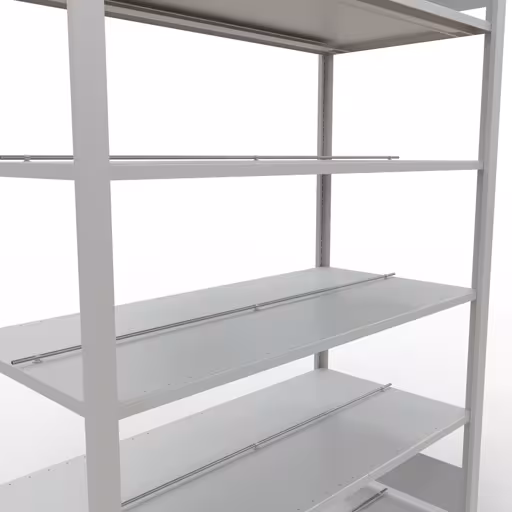 Abbildung Nr 7 des Artikels Grundregal, Büro-Fachbodenregal Stecksystem MULTIplus150, 2000 x 1300 x 600 mm (HxBxT), 6 Fachböden, Längenriegel, mit Mittelanschlag, lichtgrau aus der Produktgruppe Büroregale von der Marke Schulte Lagertechnik