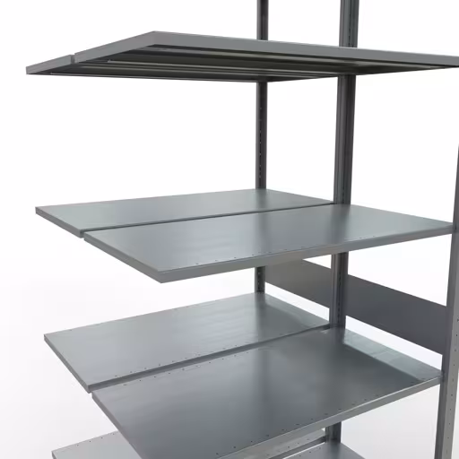 Anbauregal, Doppelregal, Fachbodenregal Stecksystem MULTIplus150, 3000 x 1000 x (2x500) mm (HxBxT), 2x7 Fachböden, Längenriegel, verzinkt von Schulte Lagertechnik mit der Artikelnr. 17857