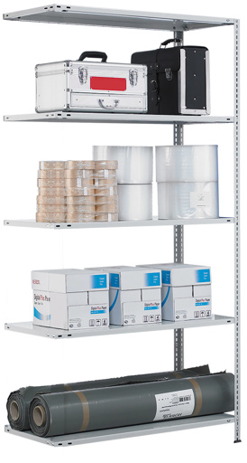 Grundregal, Fachbodenregal Schraubsystem MULTIplus250, 2000 x 1000 x 500 mm (HxBxT), RAL 7035 lichtgrau, 5 Fachböden mit der Artikelnr. 30850 Grundregal, Fachbodenregal Schraubsystem MULTIplus250, 2000 x 1000 x 500 mm (HxBxT), RAL 7035 lichtgrau, 5 Fachböden von Schulte Lagertechnik aus der Kategorie Schraubsystem