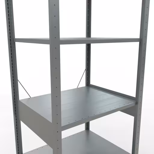 Andere Ansicht des Artikels Grundregal, Fachbodenregal Stecksystem MULTIplus150, 2500 x 750 x 600 mm (HxBxT), 6 Fachböden, Kreuzstrebe, verzinkt aus der Kategorie Stecksystem