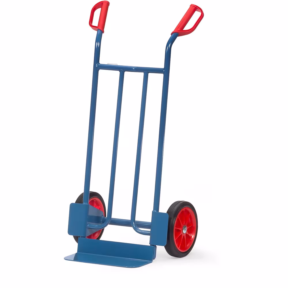 Sackkarre B1115V Bereifung Vollgummi von der Marke Fetra Sackkarre 1150 mm stabile Schweißkonstruktion, pulverbeschichtet, blau, RAL 5007, fetra Sicherheitsgriffe Typ Bereifung: Vollgummi aus der Kategorie Karren mit der Artikelnr. B1115V