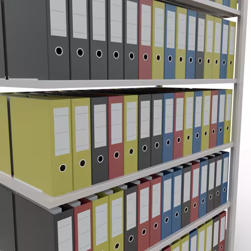 Abbildung Nr 11 des Artikels Anbauregal, Büro-Fachbodenregal Stecksystem MULTIplus150, 2000 x 1300 x 600 mm (HxBxT), 6 Fachböden, Längenriegel, ohne Mittelanschlag, lichtgrau aus der Produktgruppe Büroregale von der Marke Schulte Lagertechnik
