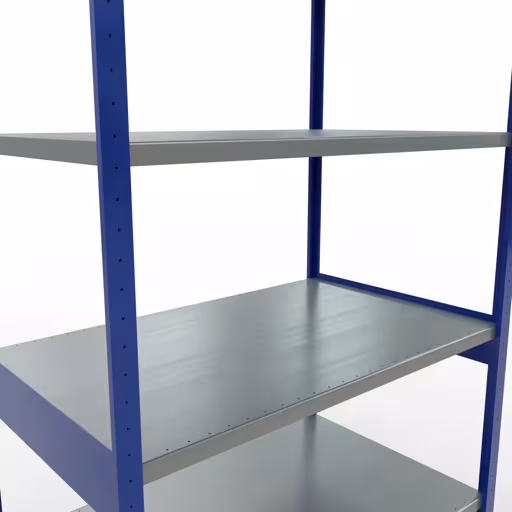 Grundregal, Fachbodenregal Stecksystem MULTIplus250, 3000 x 1300 x 800 mm (HxBxT), 7 Fachböden, Längenriegel, RAL 5010 enzianblau/verzinkt von Schulte Lagertechnik aus der Kategorie Stecksystem